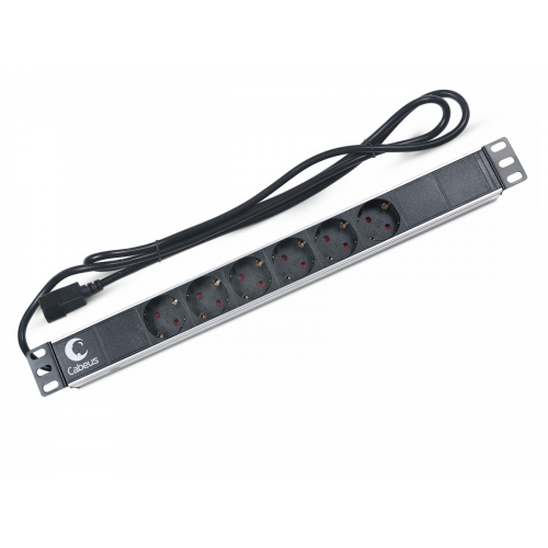PDU-6P-2IEC Блок розеток 19" 6 розеток 10 A вилка IEC 320 C14 Cabeus PDU-6P-2IEC Блок розеток 19" 6 розеток 10 A вилка IEC 320 C14 Cabeus