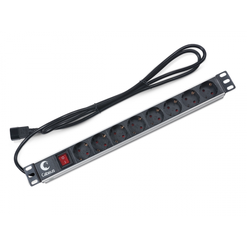 PDU-8P-2IEC Блок розеток с выключателем 19" 8 розеток 10 A вилка IEC 320 C14 Cabeus PDU-8P-2IEC Блок розеток с выключателем 19" 8 розеток 10 A вилка IEC 320 C14 Cabeus