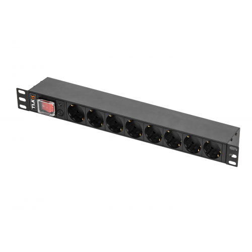 TLK-RSC08-MTF-01-BK Блок розеток  19" 8 розеток с выключателем и фильтром 10А TLK
