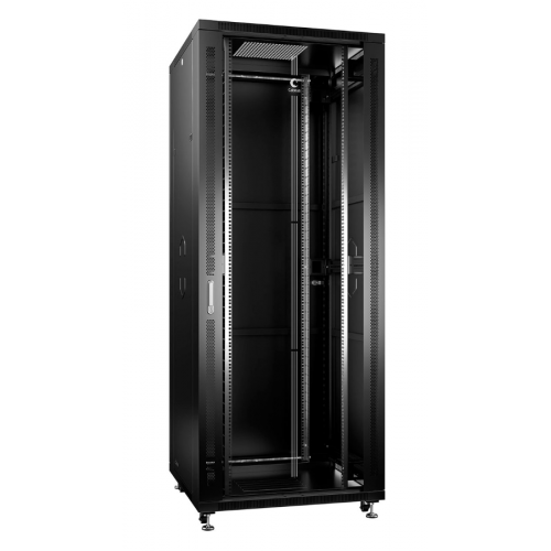 SH-05C-42U80/80-BK Шкаф 42U (800×800) напольный 19" дверь стекло.