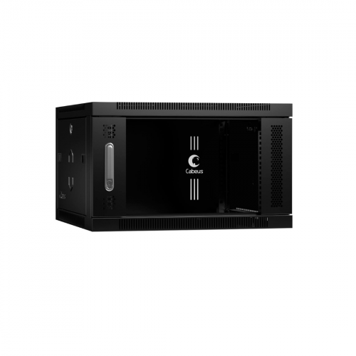 SH-05F-6U60/45-BK Шкаф 6U (600×450) настенный 19" дверь стекло Cabeus