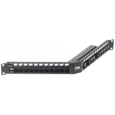 PP24-1UMU-V Угловая модульная патч-панель 19", 24 порта Vтипа для UTP модулей, 1U, ИТК / ITK