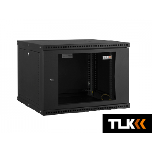 TWI-066035-R-G-BK  Шкаф 6U (Ш600хГ350хВ303мм) телекоммуникационный настенный, дверь стекло, разборный, черный, TLK / ТЛК