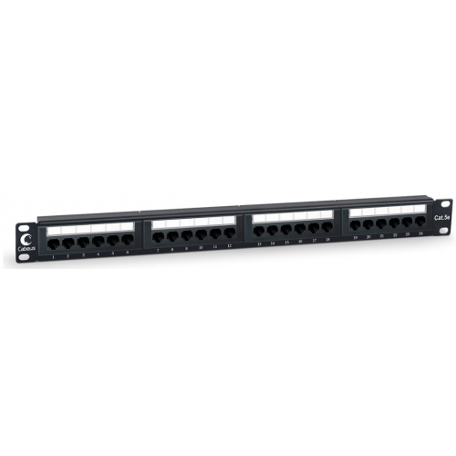PL-24-Cat.5e-Dual-IDC Патч-панель 19", 24 порта RJ-45, 5е,  с задним органайзером Кабеус / Cabeus