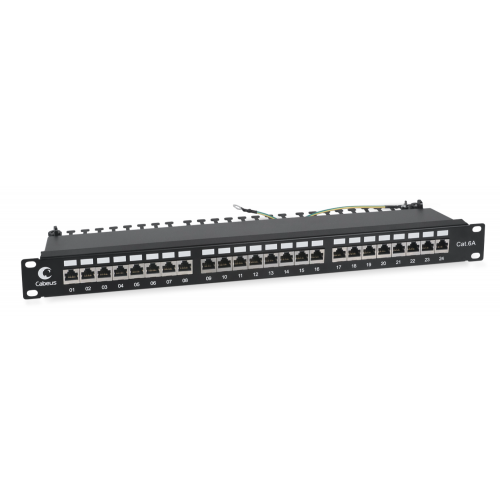 PL-24-Cat.6a-SH-Dual-IDC Экранированная патч-панель 19", 24 порта RJ-45 FTP, категория 6а, 1U, Кабеус / Cabeus