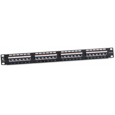 PLAN-24-Cat.5E-Dual-IDC Патч-панель, 19", 24 угловых порта RJ-45 UTP, категория 5e, с задним органайзером Кабеус / Cabeus