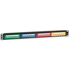 PLCOL-24-Cat.5e-Dual-IDC Патч-панель цветная, 19", 24 порта RJ-45, 5е, с задним органайзером Кабеус / Cabeus
