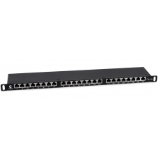 PLHD-24-Cat.6a-SH-Dual-0,5U Экранированная патч-панель высокой плотности 19", 24 порта RJ-45 FTP, категория 6а, 0,5U  Кабеус / Cabeus