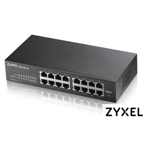 ES1100-16P-EU0102F Гигабитный 16- портовый неуправляемый коммутатор ES1100-16P, 8xGE PoE+, 2xSFP, настольный, PoE 60Вт, Zyxel ES1100-16P-EU0102F Гигабитный 16- портовый неуправляемый коммутатор ES1100-16P, 8xGE PoE+, 2xSFP, настольный, PoE 60Вт, Zyxel